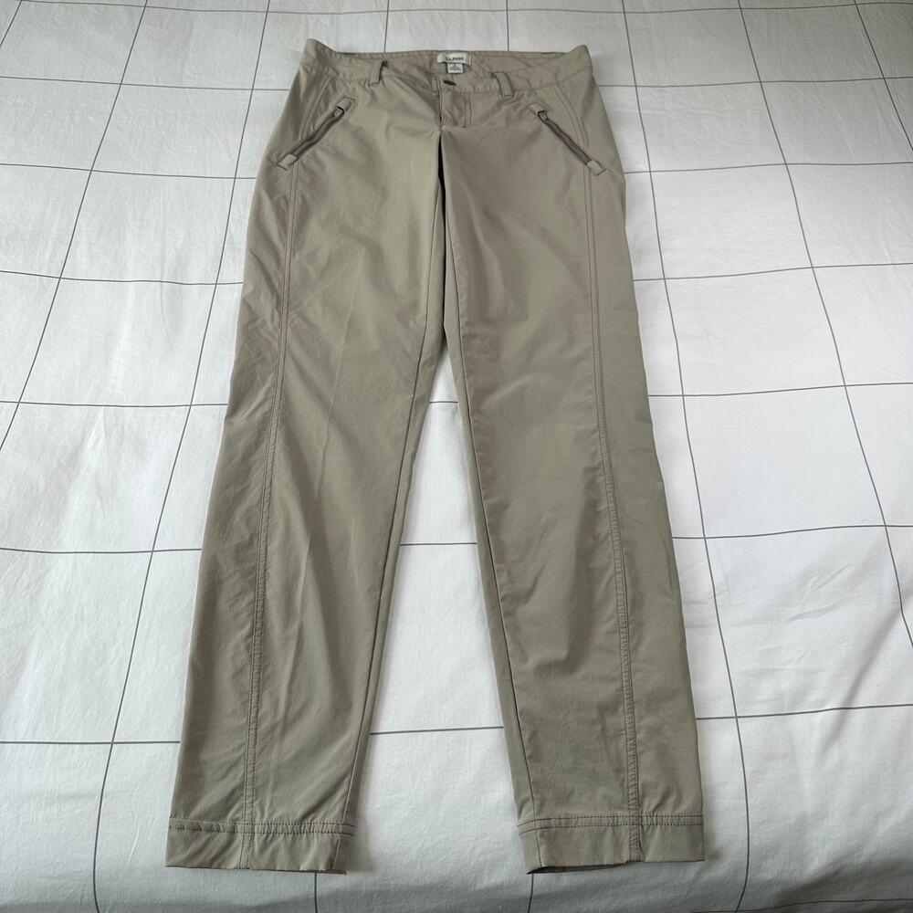 L.L. Bean Pants Womens 2 Cream Khaki Cresta Trail Slim Leg Hiking Outdoor Active